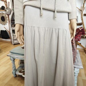 Falda Larga Micro Pana Beige