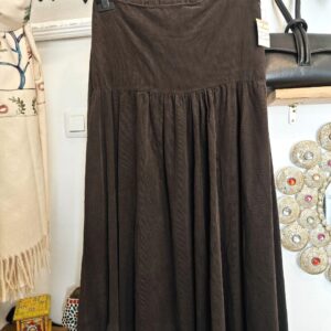 Falda Larga Micro Pana Marrón