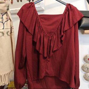Blusa Volantes Burdeos